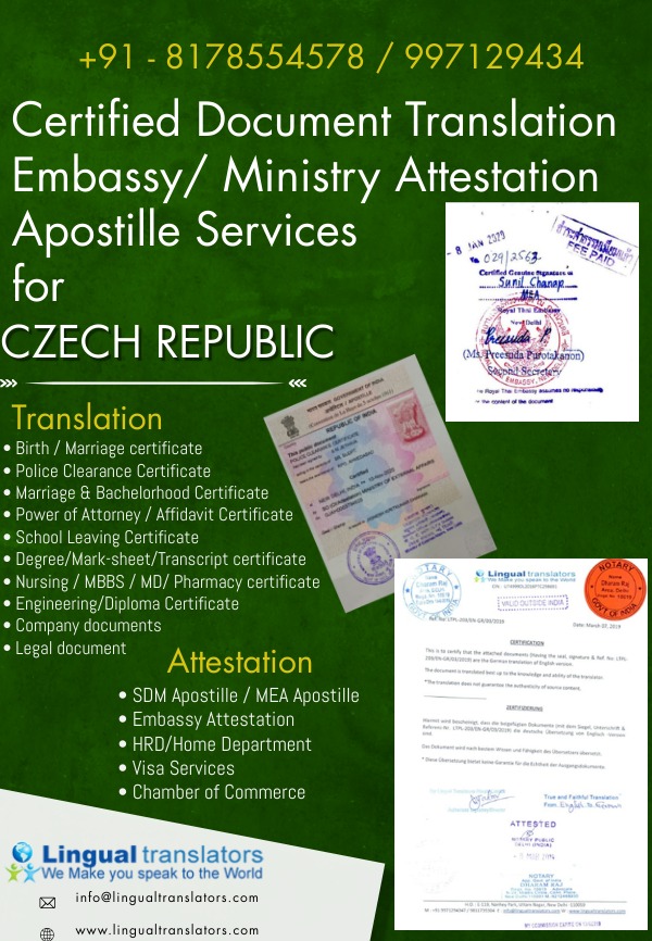 Certified Czech Translator in Delhi 8178554578 ISO Certified